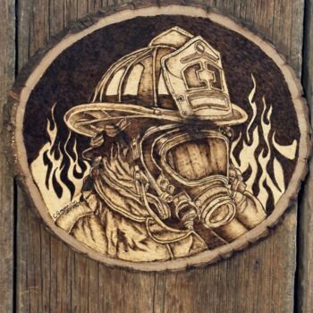 Firefighter Portrait Pyrography