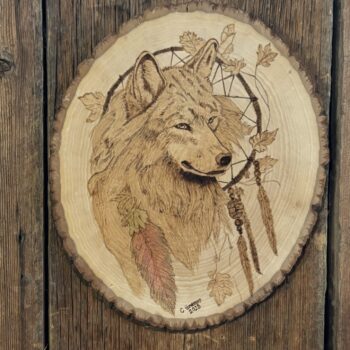Wolf and Dreamcatcher Pyrography
